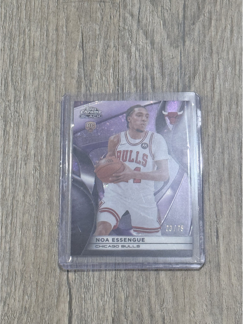 2025-26 Topps Chrome Black Noa Essengue Purple Refractor RC /75 #23/75 Bulls